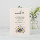 Wildbloemen Elegante Beige Bruiloft Receptie Informatiekaartje (Staand voorkant)