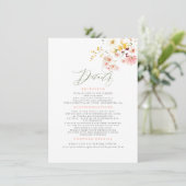 Wildbloemen Elegante bruiloft informatie Informatiekaartje (Staand voorkant)