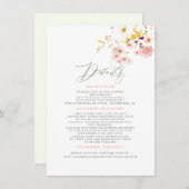 Wildbloemen Elegante bruiloft informatie Informatiekaartje (Voorkant / Achterkant)