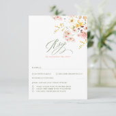 Wildbloemen Elegante bruiloft RSVP Kaartje (Staand voorkant)