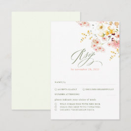 Wildbloemen Elegante bruiloft RSVP Kaartje