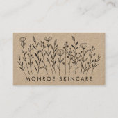 Wildbloemen Elegante Kraft QR Code Sociale Iconen Visitekaartje (Voorkant)