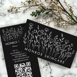 Wildbloemen Elegante lijn Art Chique aangepaste QR Visitekaartje