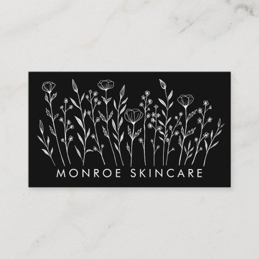 Wildbloemen Elegante lijn Art Chique aangepaste QR Visitekaartje (Voorkant)