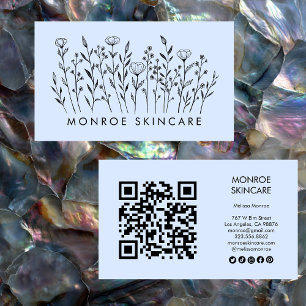 Wildbloemen Elegante lijn Art QR Code Sociale pict Visitekaartje