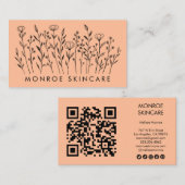 Wildbloemen Elegante lijn Art QR Code Sociale pict Visitekaartje (Voorkant / Achterkant)