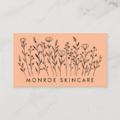 Wildbloemen Elegante lijn Art QR Code Sociale pict Visitekaartje (Voorkant)