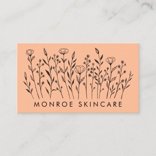 Wildbloemen Elegante lijn Art QR Code Sociale pict Visitekaartje (Voorkant)