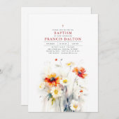 Wildbloemen Elegante minimalistische doop Kaart (Voorkant / Achterkant)