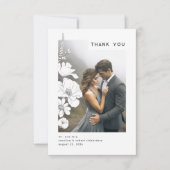 Wildbloemen Elegante moderne bruiloft dank u foto Bedankkaart (Voorkant)