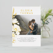 Wildbloemen Elegante moderne bruiloft foto Folie Uitnodiging (Staand Voorkant)