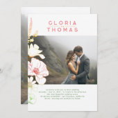 Wildbloemen Elegante moderne bruiloft foto Kaart (Voorkant / Achterkant)