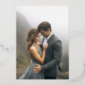 Wildbloemen Elegante moderne zwarte bruiloft foto Folie Uitnodiging (Achterkant)