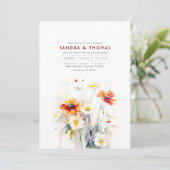 Wildbloemen Elegante romantische bruiloft Kaart (Staand voorkant)