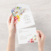 Wildbloemen Elegante Vibrant Zomer Bruiloft All In One Uitnodiging (Afscheurbaar)