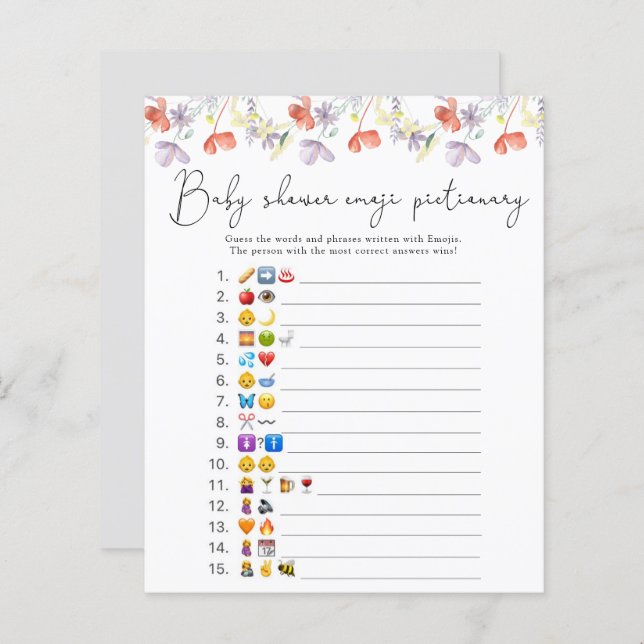 Wildbloemen Emoji afbeelding wild baby shower (Voorkant / Achterkant)