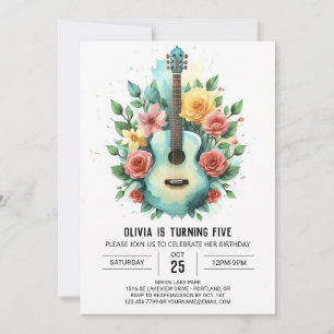 Wildbloemen en akkoorden Gitaar Verjaardag Kaart