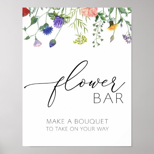 Wildbloemen en bijen Bloem Bar Teken Poster (Voorkant)