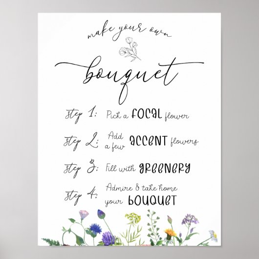 Wildbloemen en bijen Bloem Bar Teken Poster (Voorkant)