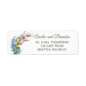 Wildbloemen en Blueberry Rustic Wedding Address Etiket (Voorkant)