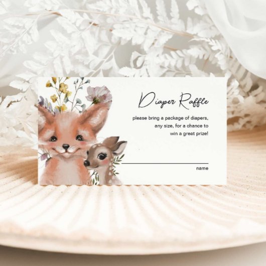 Wildbloemen en bosdieren Luier Raffle Informatiekaartje