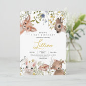 Wildbloemen en bosdieren Verjaardag Kaart (Staand voorkant)