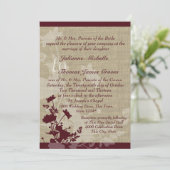 Wildbloemen en Burlap Bruiloft Kaart (Staand voorkant)