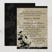 Wildbloemen en Burlap Bruiloft Kaart (Voorkant / Achterkant)