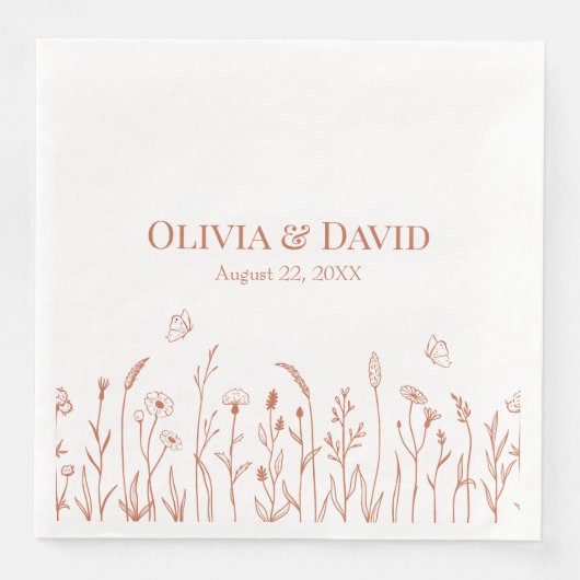 Wildbloemen en Butterfiles Trouwservetten Servet (Voorkant)