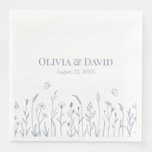 Wildbloemen en Butterfiles Trouwservetten Servet (Voorkant)