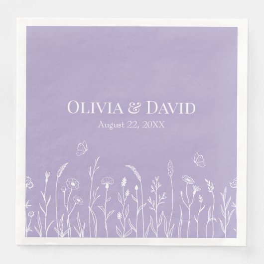 Wildbloemen en Butterfiles Trouwservetten Servet (Voorkant)