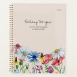 Wildbloemen en Editable Quote Persoonlijk Planner<br><div class="desc">Wildbloemen planner, ongedateerd en klaar om te personaliseren met jouw naam en het jaar. U kunt het citaat (of schrappen als geen vereiste tekst) ook uitgeven die momenteel "veronderstelt u zij een wilde bloem is?" leest. Langwerpige waterverf van wilde bloemen, met inbegrip van papaver, madeliefje, conefloer, klaver en korenbloem. Het...</div>
