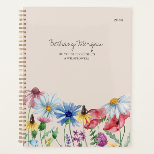 Wildbloemen en Editable Quote Persoonlijk Planner (Voorkant)
