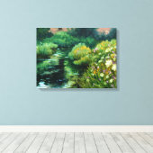 "Wildbloemen en garen bij de beek" linnen print (Insitu (Houten vloer))