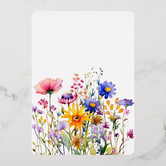 Wildbloemen en goudfolie bruiloft uitnodiging (Achterkant)