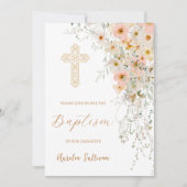 Wildbloemen en groen Baptisme Uitnodiging (Voorkant)