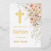 Wildbloemen en groen Doop Folie Uitnodiging (Voorkant)