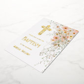 Wildbloemen en groen Doop Folie Uitnodiging (Gedraaid)