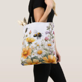 Wildbloemen en honingbijen Waterverf Tote Bag (Dichtbij)