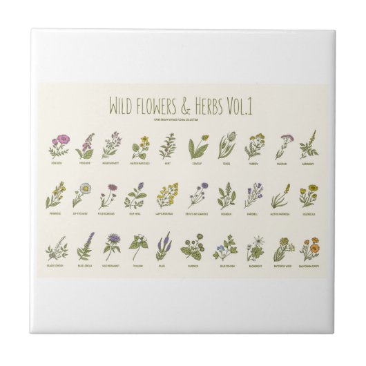 Wildbloemen en Kruiden Tegeltje (Voorkant)