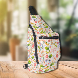 Wildbloemen en libellen monogram sling bag