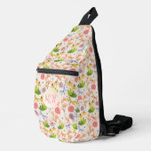 Wildbloemen en libellen monogram sling bag (Rechterhoek)