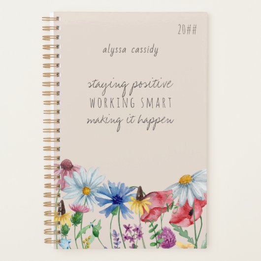 Wildbloemen en positieve bevruchting op maat planner (Voorkant)