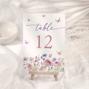 Wildbloemen en Schattige Butterfly Tafelnummer