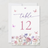 Wildbloemen en Schattige Butterfly Tafelnummer (Voorkant)