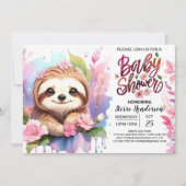 Wildbloemen en Sloth Baby shower Kaart (Voorkant)