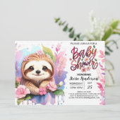 Wildbloemen en Sloth Baby shower Kaart (Staand voorkant)