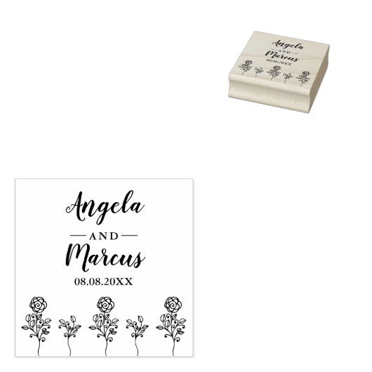 Wildbloemen en twijgen bruiloft rubberstempel (Gestempeld)