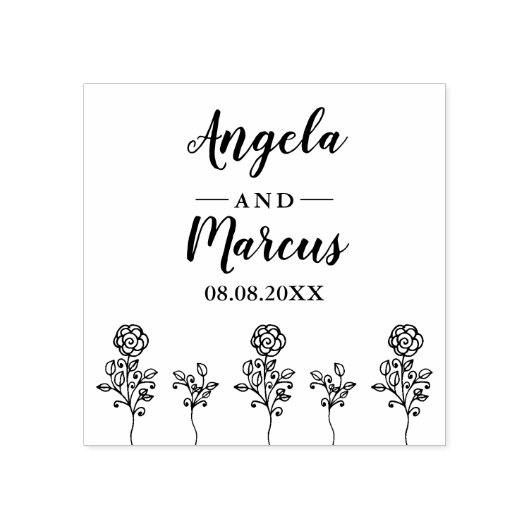 Wildbloemen en twijgen bruiloft rubberstempel (Afrduk)