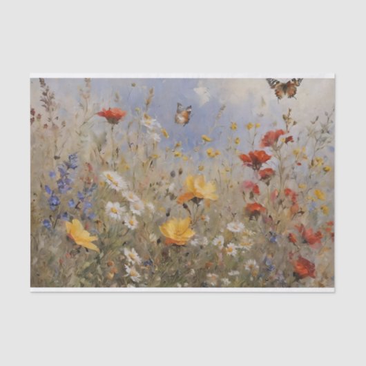 Wildbloemen en vlinders Decoupage Tissuepapier (Voorkant)